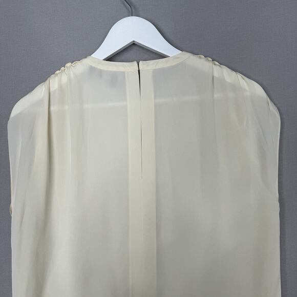 Theory Womens Top P / Small Cream 100% Silk Malkara Drawstring Modern Georgette - Picture 12 of 15